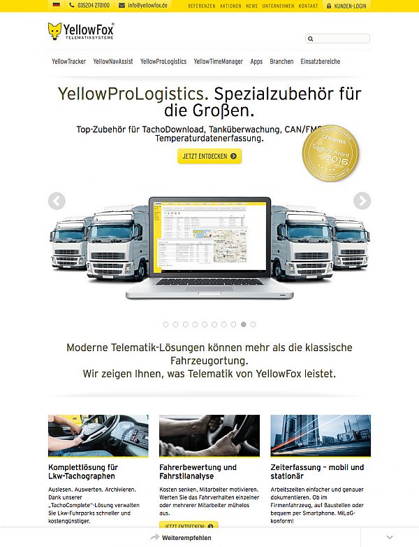 YellowFox – Fahrzeugortung und Telematik online